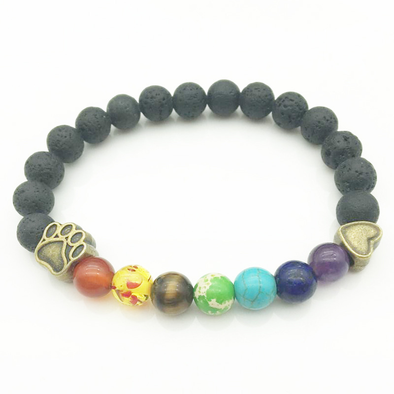 Dog Mom Charm with Rainbow Hematite Beads Charity Bracelet